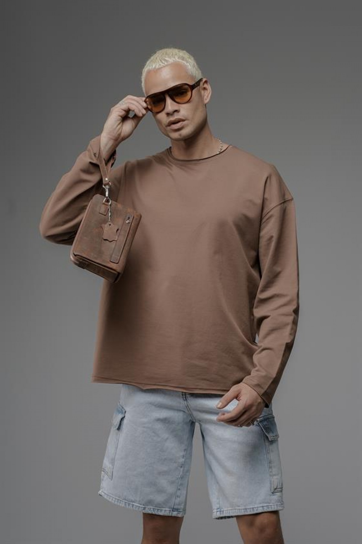 Pis Yaka Oversize Kalıp Düz Sweatshirt S