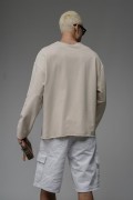 Pis Yaka Oversize Kalıp Düz Sweatshirt S