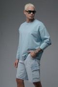 Pis Yaka Oversize Kalıp Düz Sweatshirt S