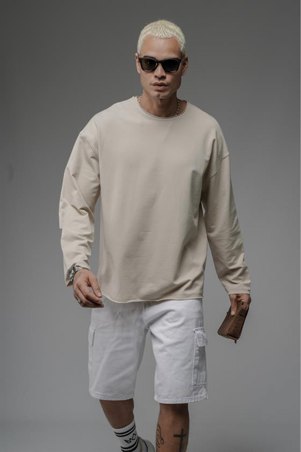 Pis Yaka Oversize Kalıp Düz Sweatshirt S