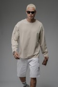 Pis Yaka Oversize Kalıp Düz Sweatshirt S