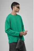 Pis Yaka Oversize Kesim Erkek Düz Sweatshirt S