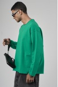 Pis Yaka Oversize Kesim Erkek Düz Sweatshirt S