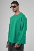 Pis Yaka Oversize Kesim Erkek Düz Sweatshirt S