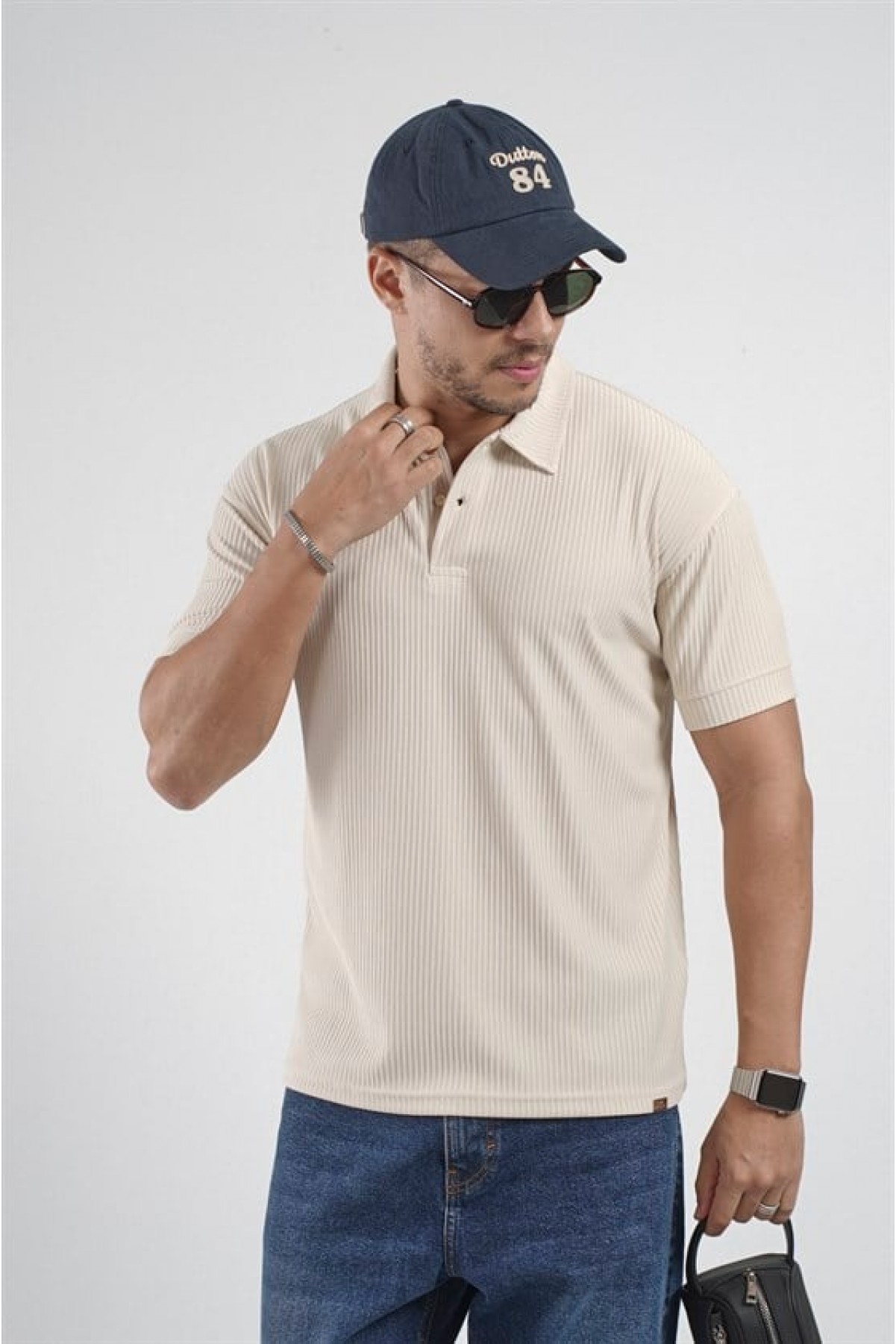 Polo Yaka Regular Kalıp Çizgili Erkek Basıc Tişört S