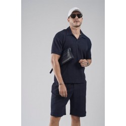 Polo Yaka Regular Kalıp Jakarlı Şort Tişört Alt Üst Takım S