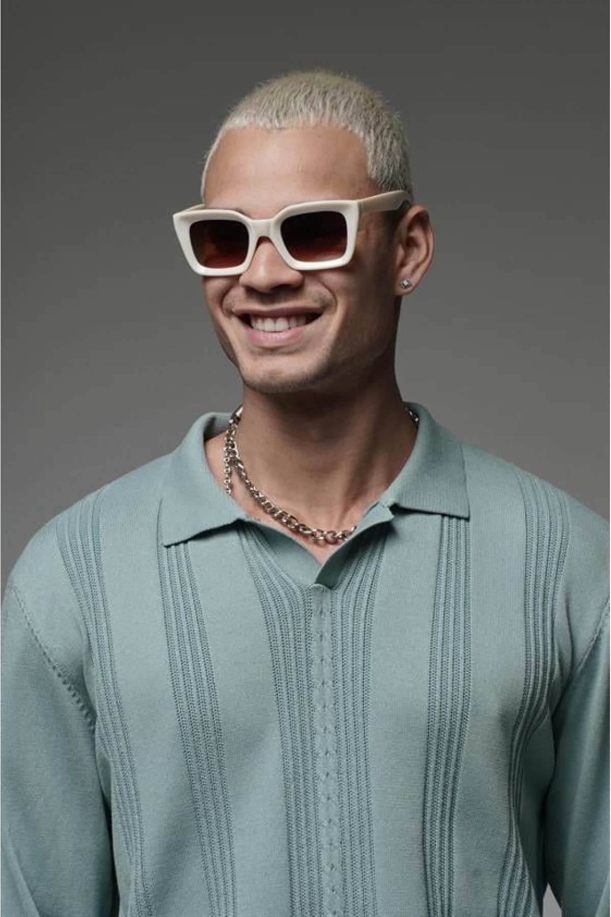 Polo Yaka Saç Örgülü Regular Kalıp Erkek Kazak S