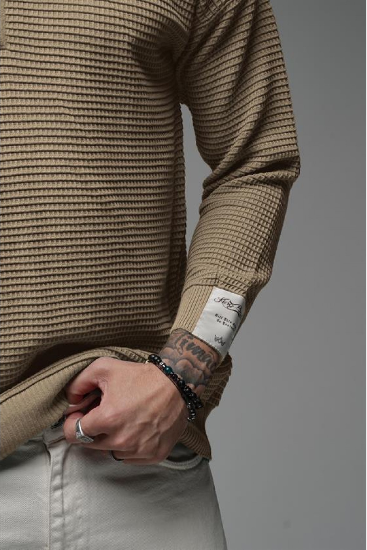 Polo Yaka Yarım Fermuarlı Oversize Kalıp Triko Kazak S