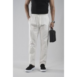 Regular Kalıp Beli Lastikli Pamuk Keten Pantolon S