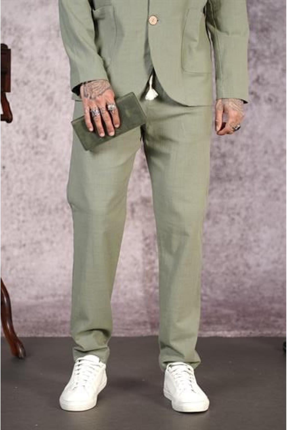 Regular Kalıp Blazer Keten Alt Üst Takım S