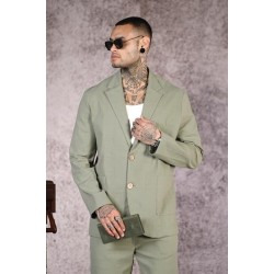Regular Kalıp Blazer Keten Alt Üst Takım S
