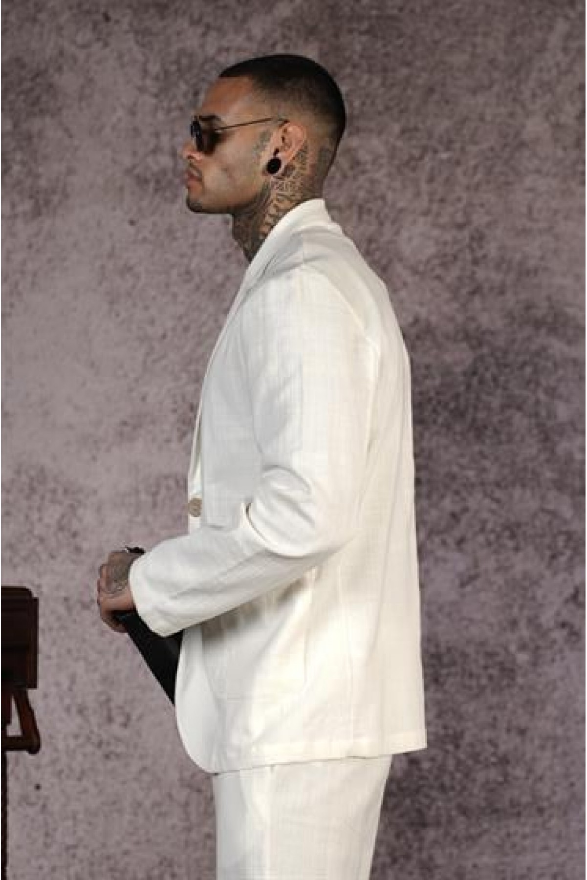 Regular Kalıp Blazer Keten Alt Üst Takım S