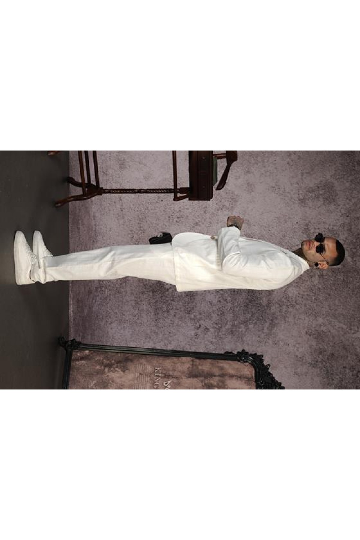Regular Kalıp Blazer Keten Alt Üst Takım S