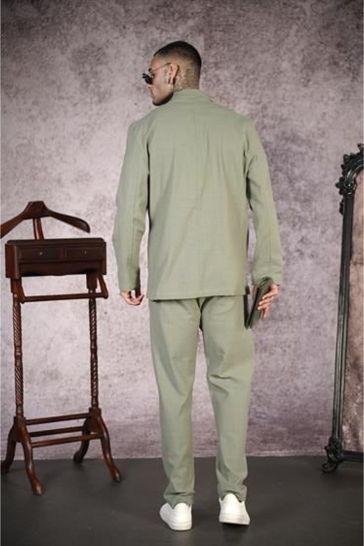 Regular Kalıp Blazer Keten Alt Üst Takım S