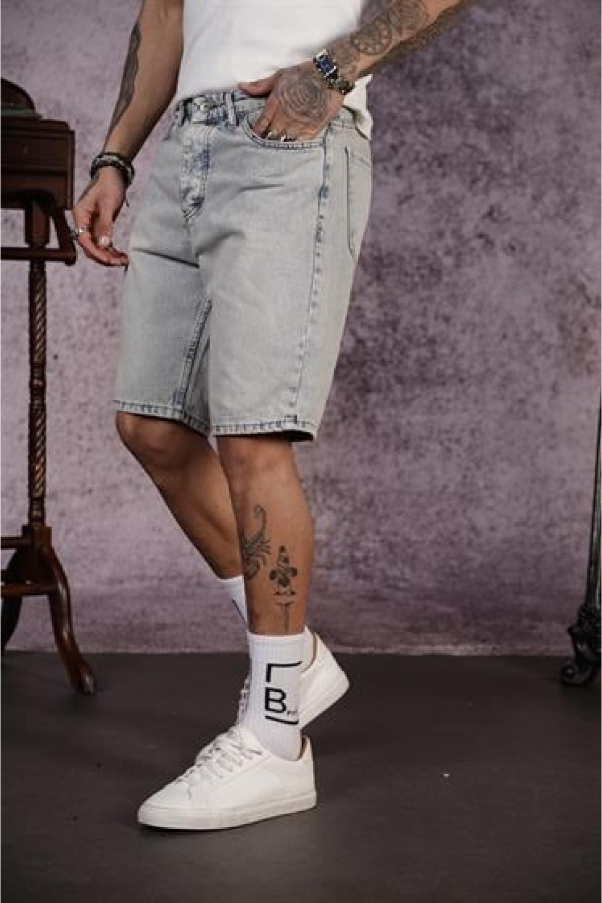 Regular Kalıp Cepli Erkek Kot Şort 29