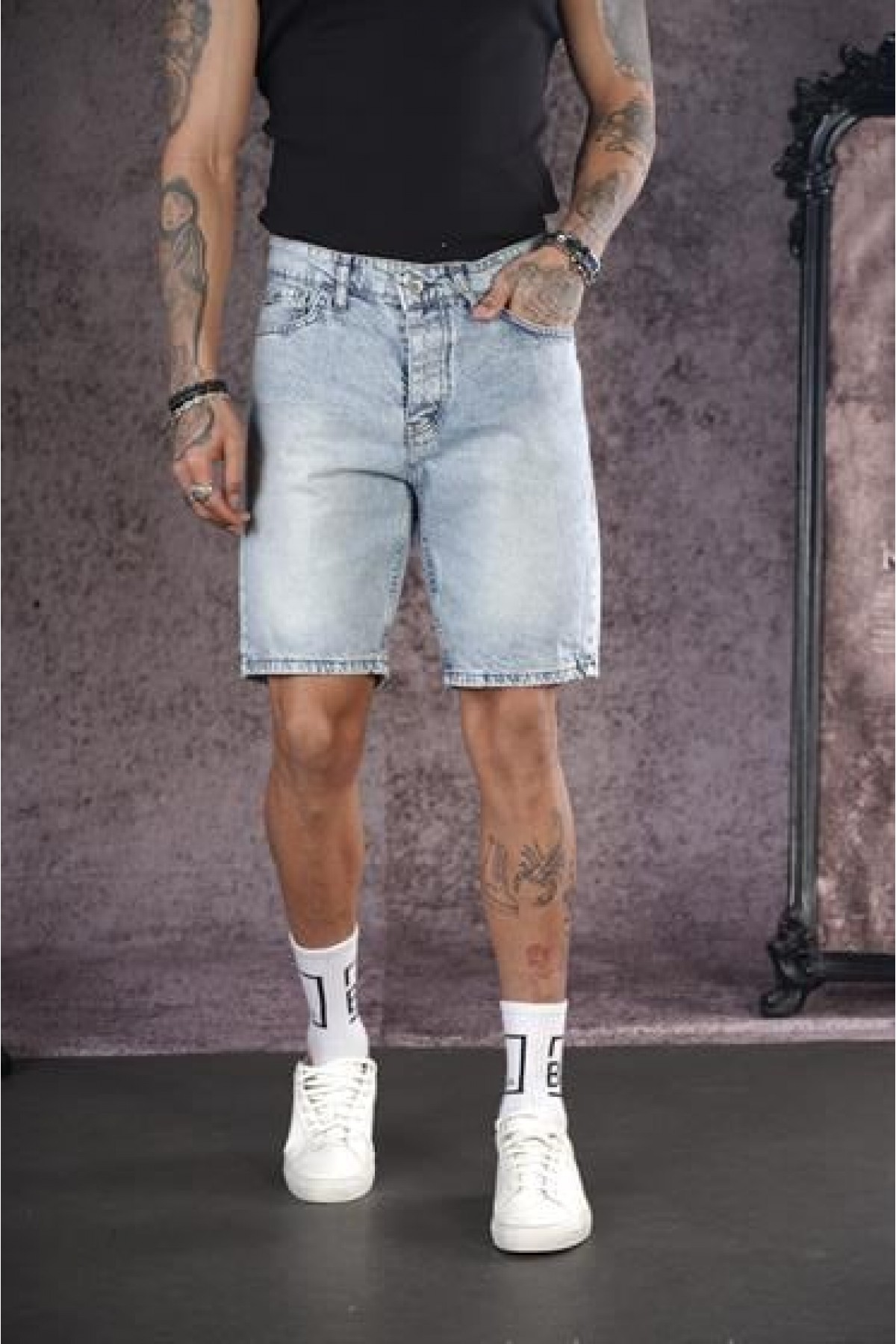 Regular Kalıp Cepli Erkek Kot Şort 29