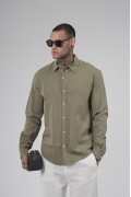 Regular Kalıp Likralı Keten Erkek Gömlek S