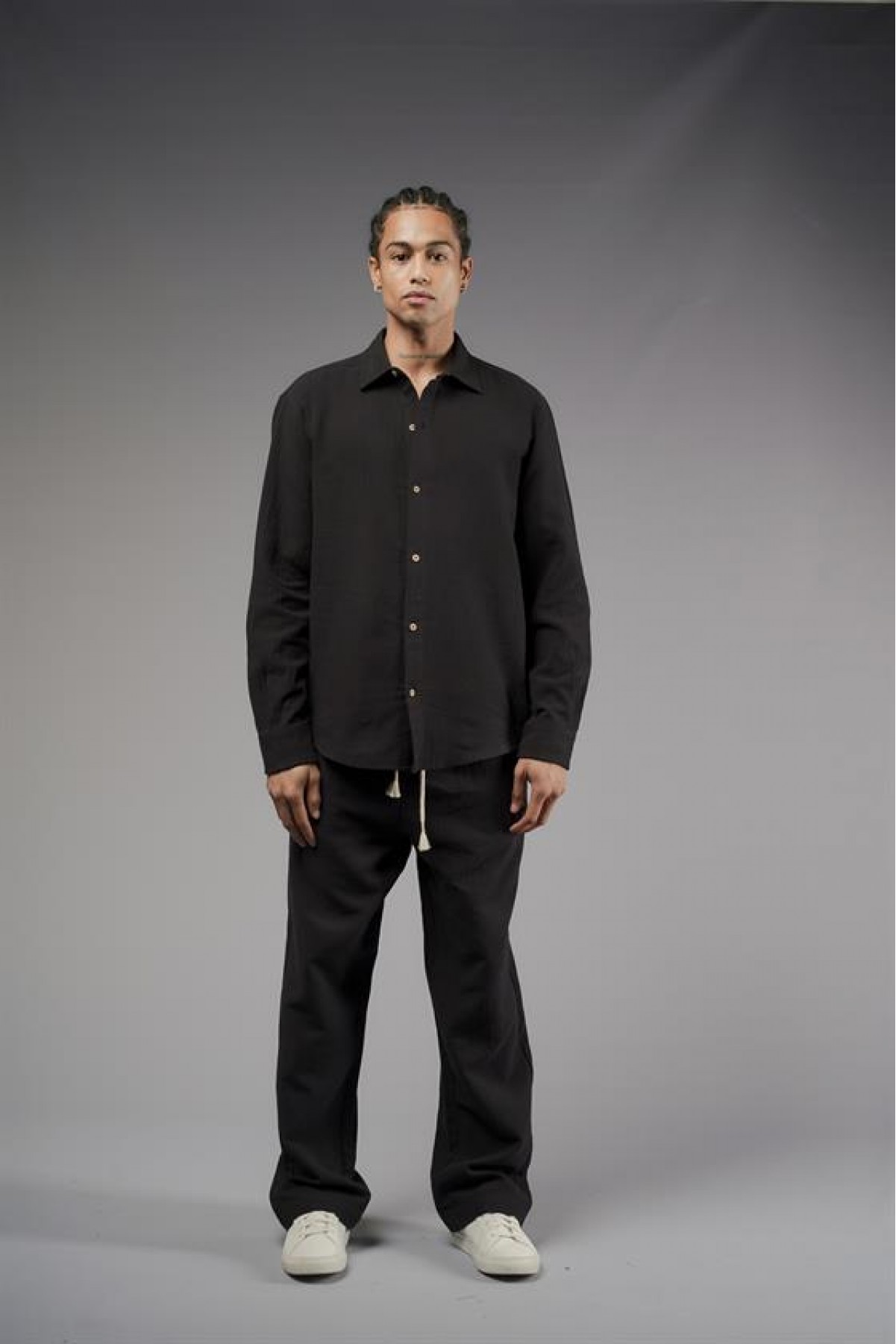 Regular Kalıp Müslin Kumaş Uzun Kol Erkek Gömlek S