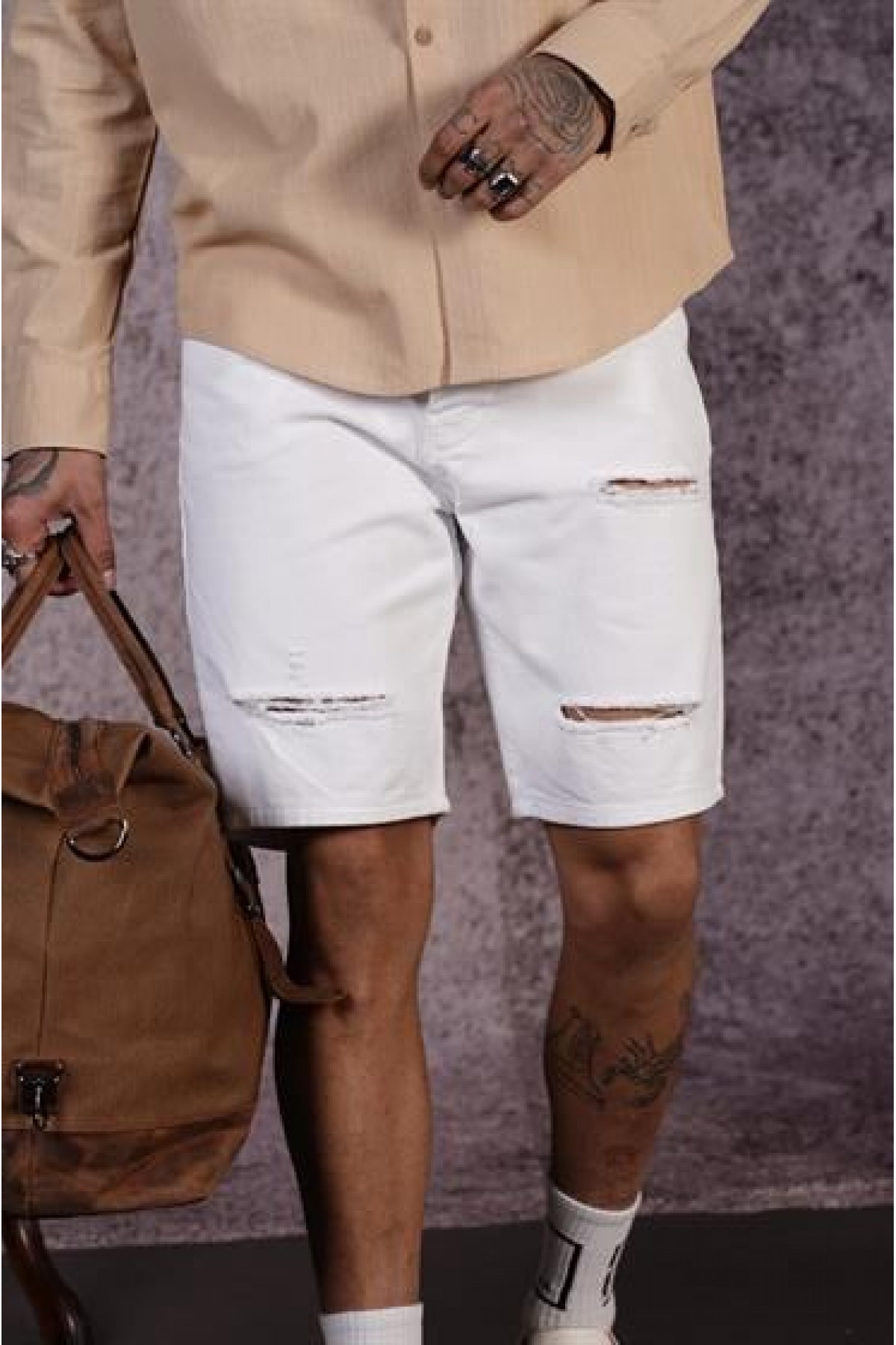 Regular Kalıp Sökük Erkek Kot Şort 29