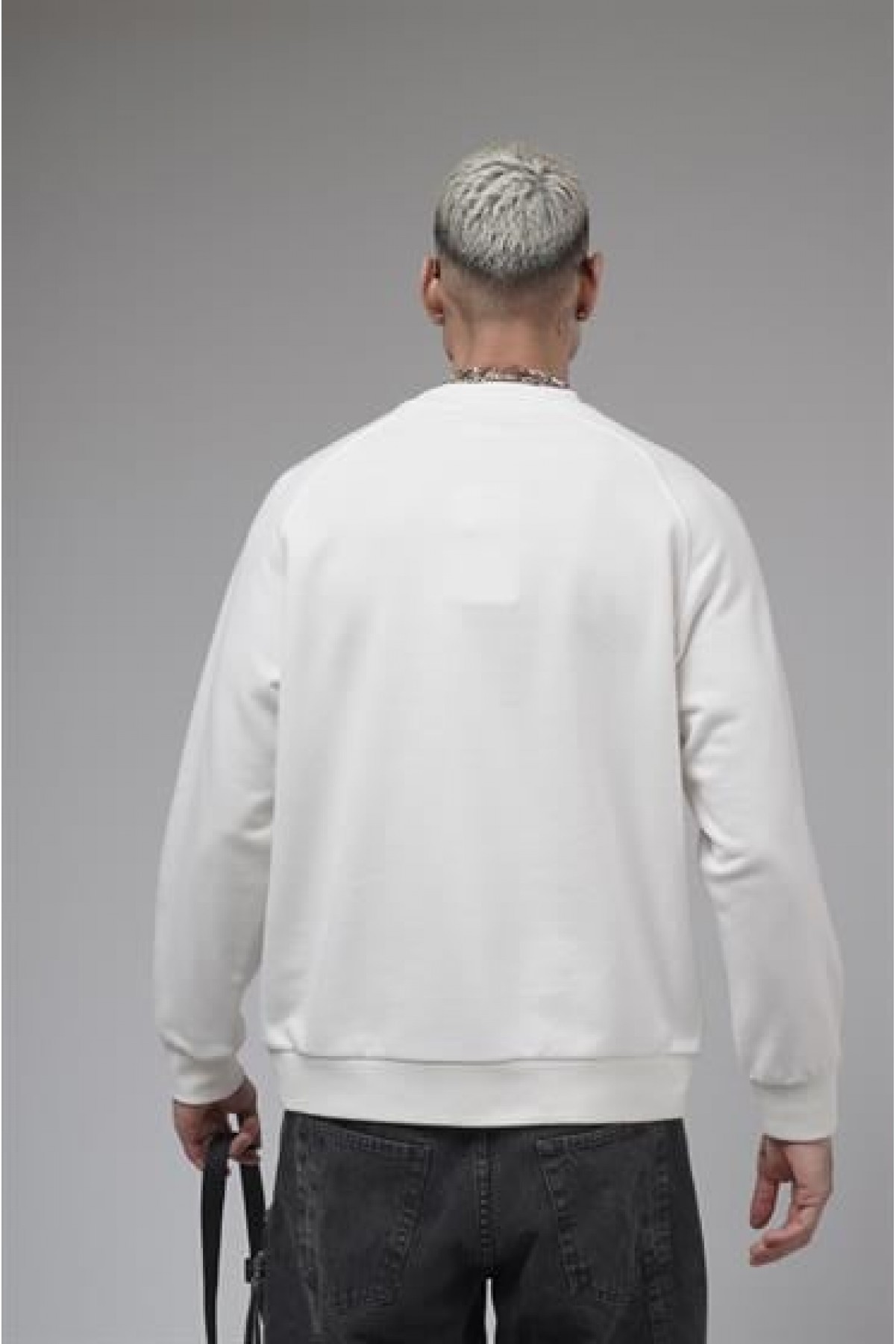 Ribanalı Yaka Reglan Kol Baskılı Oversize Kalıp Sweat S
