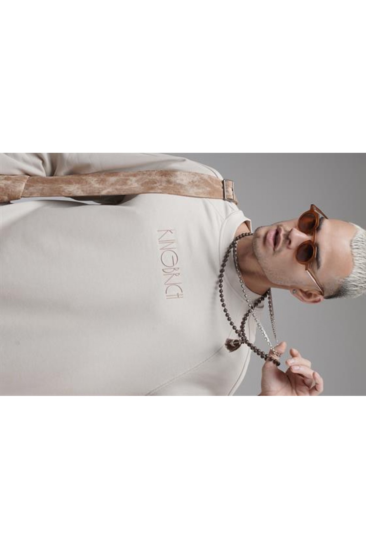 Ribanalı Yaka Reglan Kol Baskılı Oversize Kalıp Sweat S