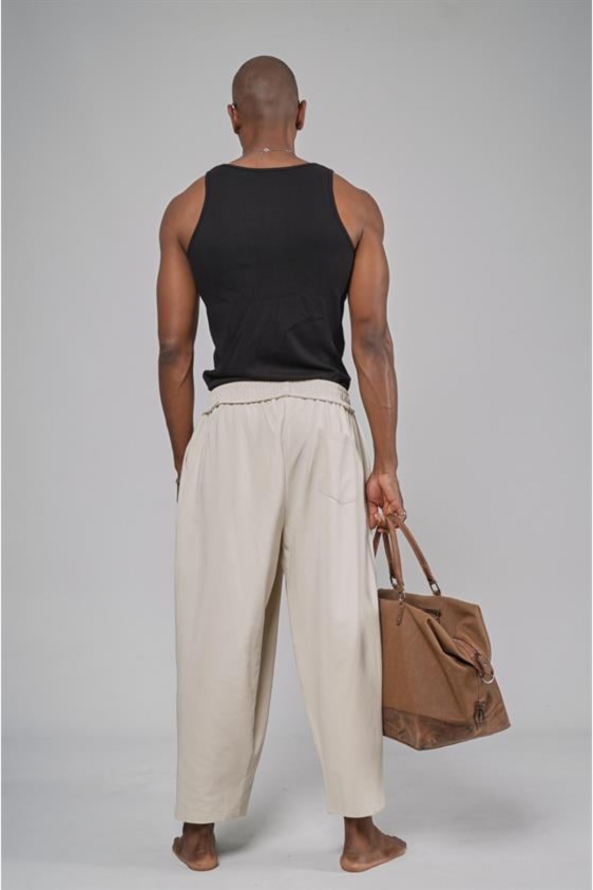 Şalvar Kesim Beli Lastikli Pantolon S