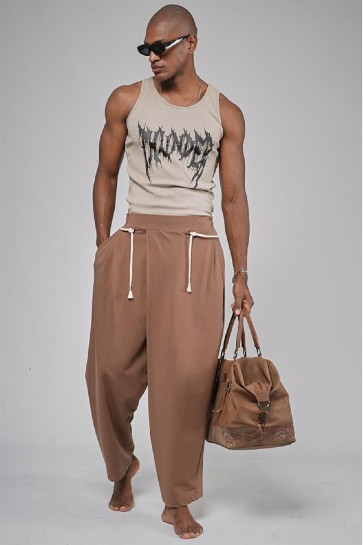 Şalvar Kesim Beli Lastikli Pantolon S