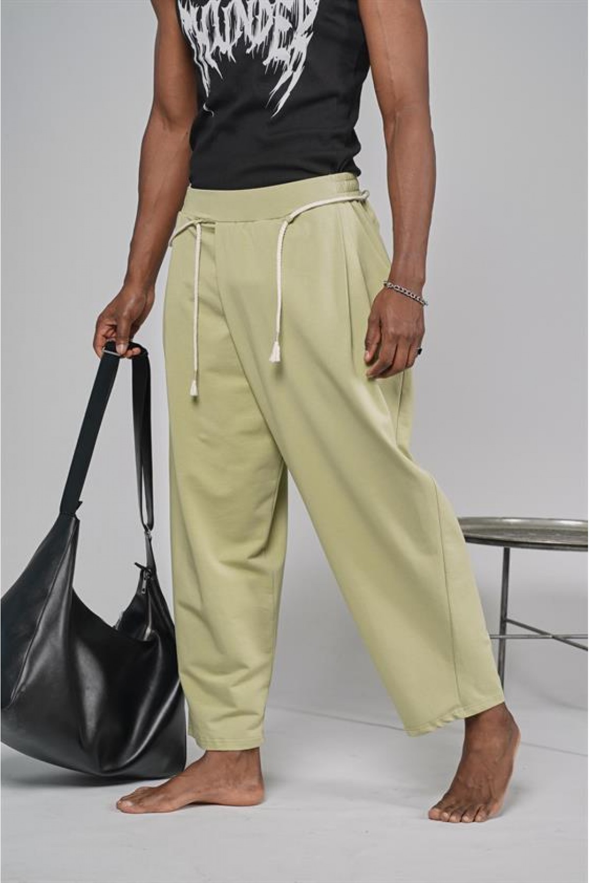 Şalvar Kesim Beli Lastikli Pantolon S