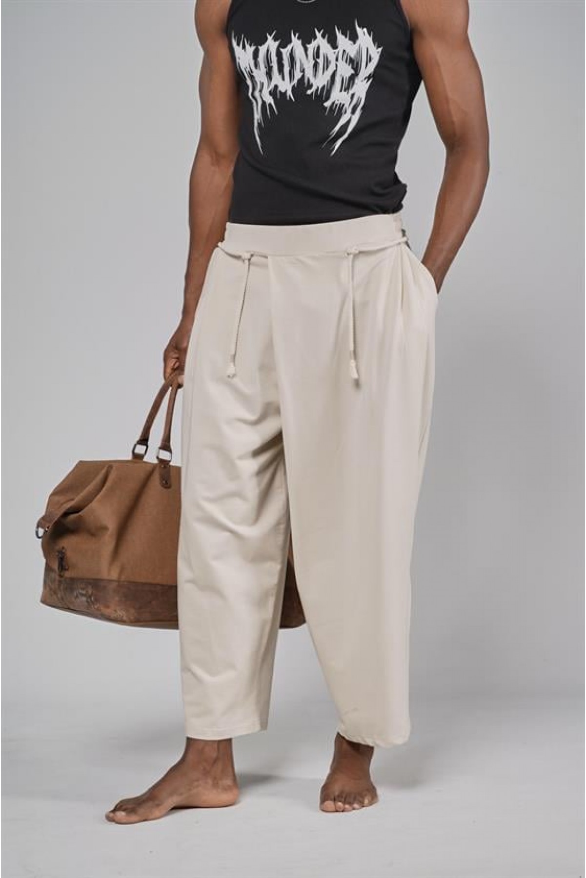 Şalvar Kesim Beli Lastikli Pantolon S