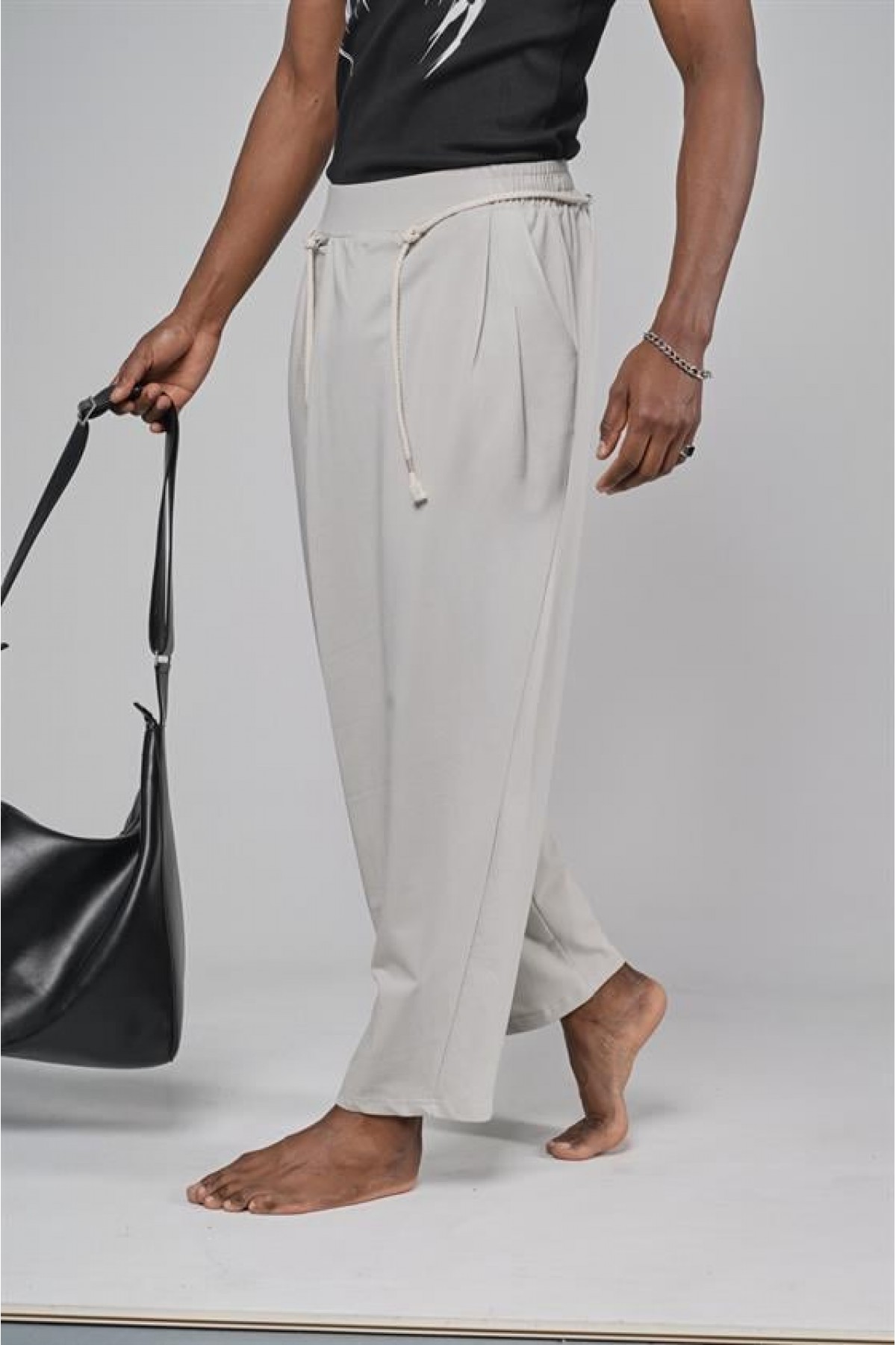 Şalvar Kesim Beli Lastikli Pantolon S