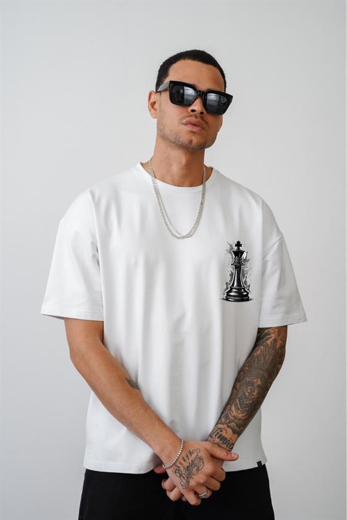 Santraç Baskılı Oversize Kalıp Unisex Tişört S