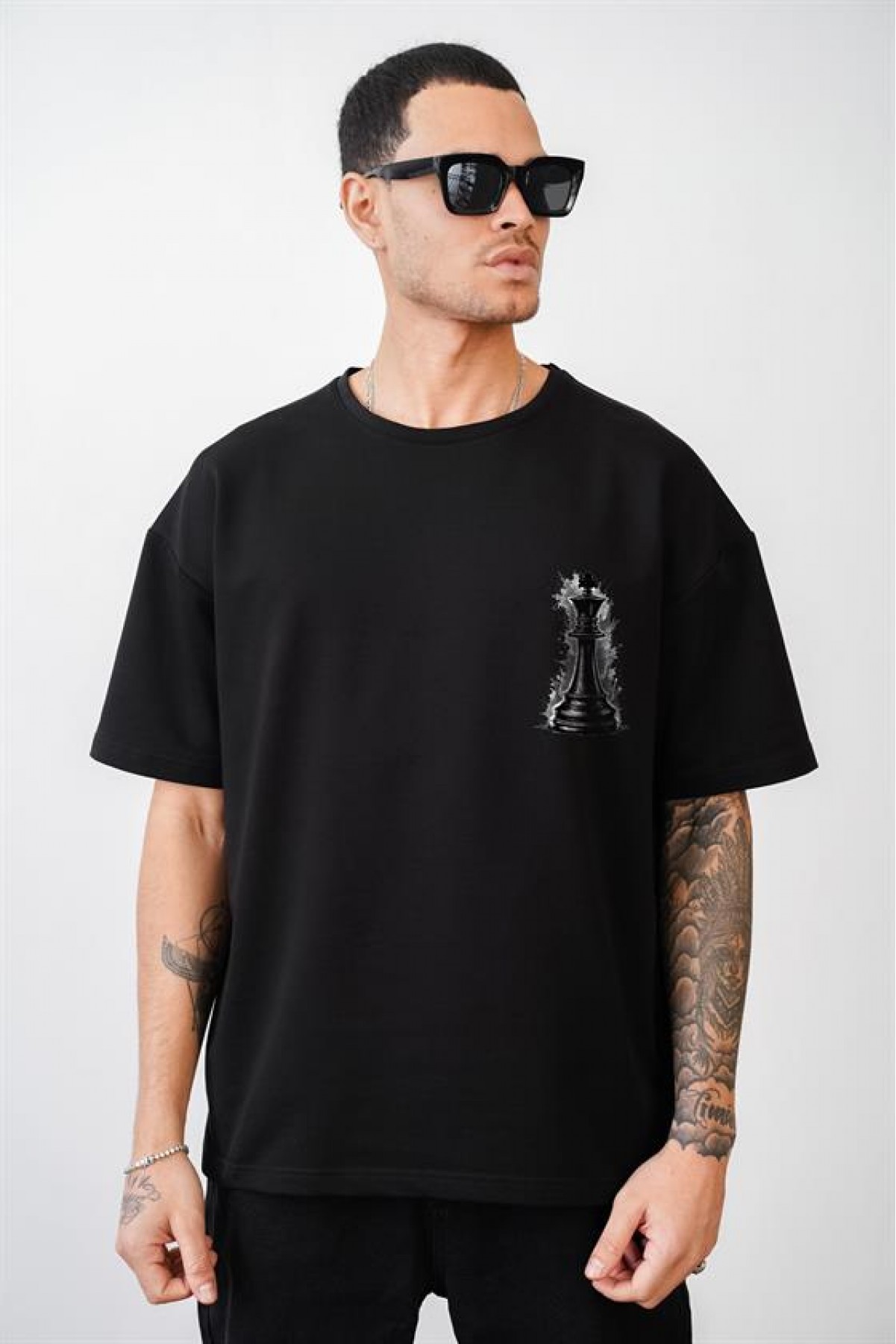 Santraç Baskılı Oversize Kalıp Unisex Tişört S