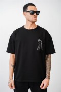 Santraç Baskılı Oversize Kalıp Unisex Tişört S