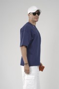 Sırtı Fileli Baskı Detaylı Erkek Oversize Kalıp Tişört S