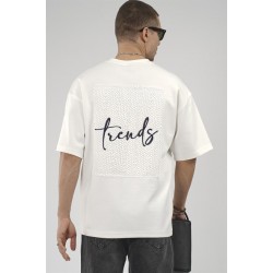Sırtı Pechli Nakış Detaylı Oversize Kalıp Erkek Tişört S