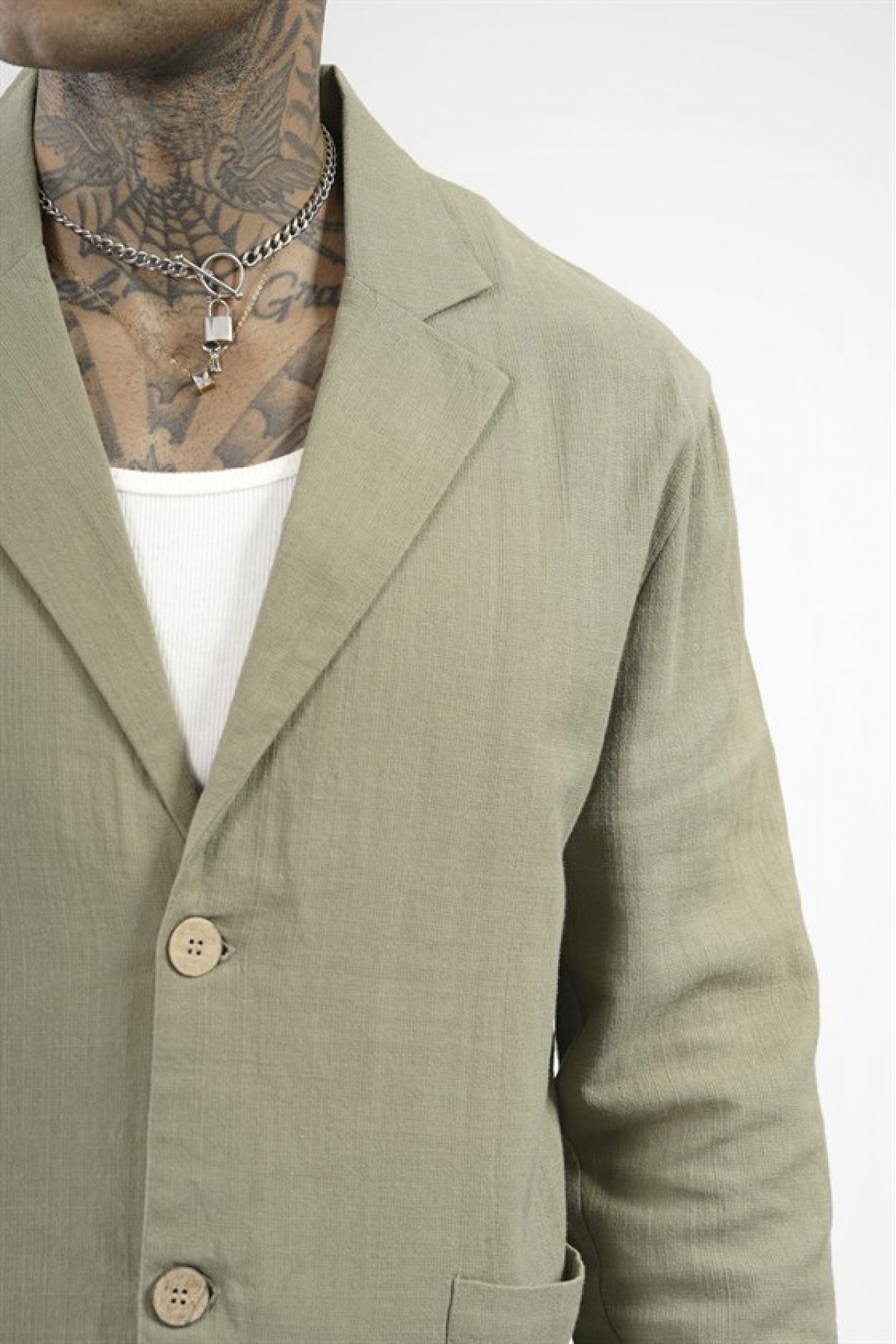 Slim Fit Kalıp Erkek Pamuklu Keten Alt Üst Takım S