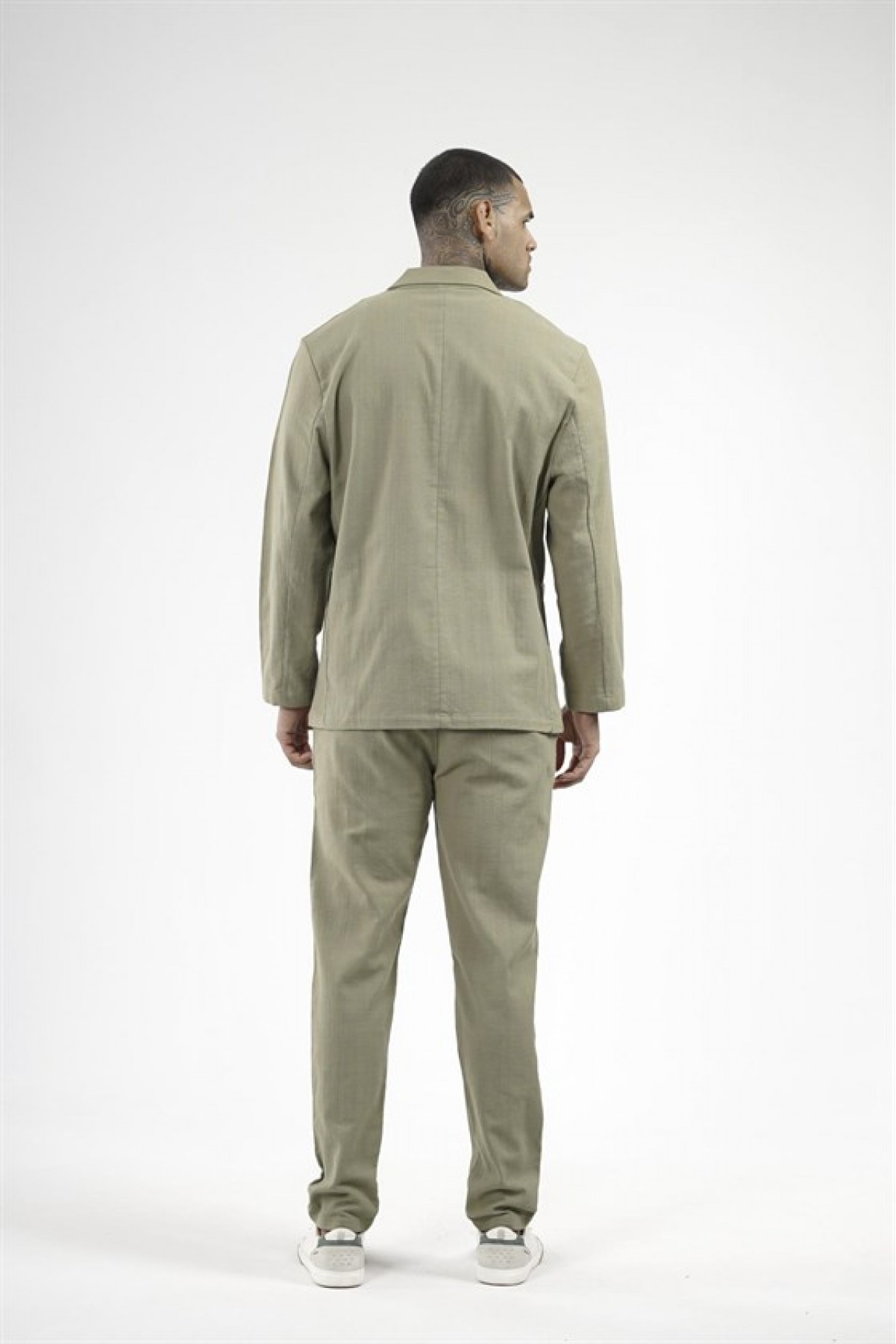 Slim Fit Kalıp Erkek Pamuklu Keten Alt Üst Takım S