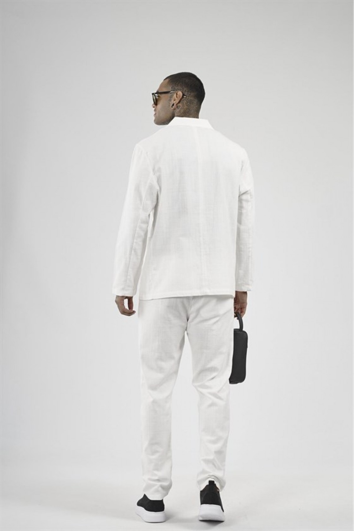Slim Fit Kalıp Erkek Pamuklu Keten Alt Üst Takım S