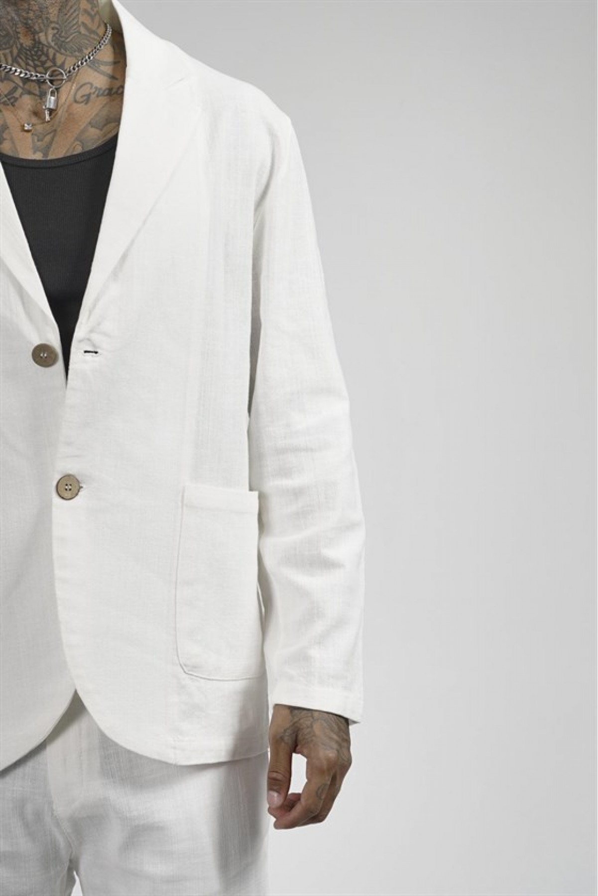 Slim Fit Kalıp Erkek Pamuklu Keten Alt Üst Takım S
