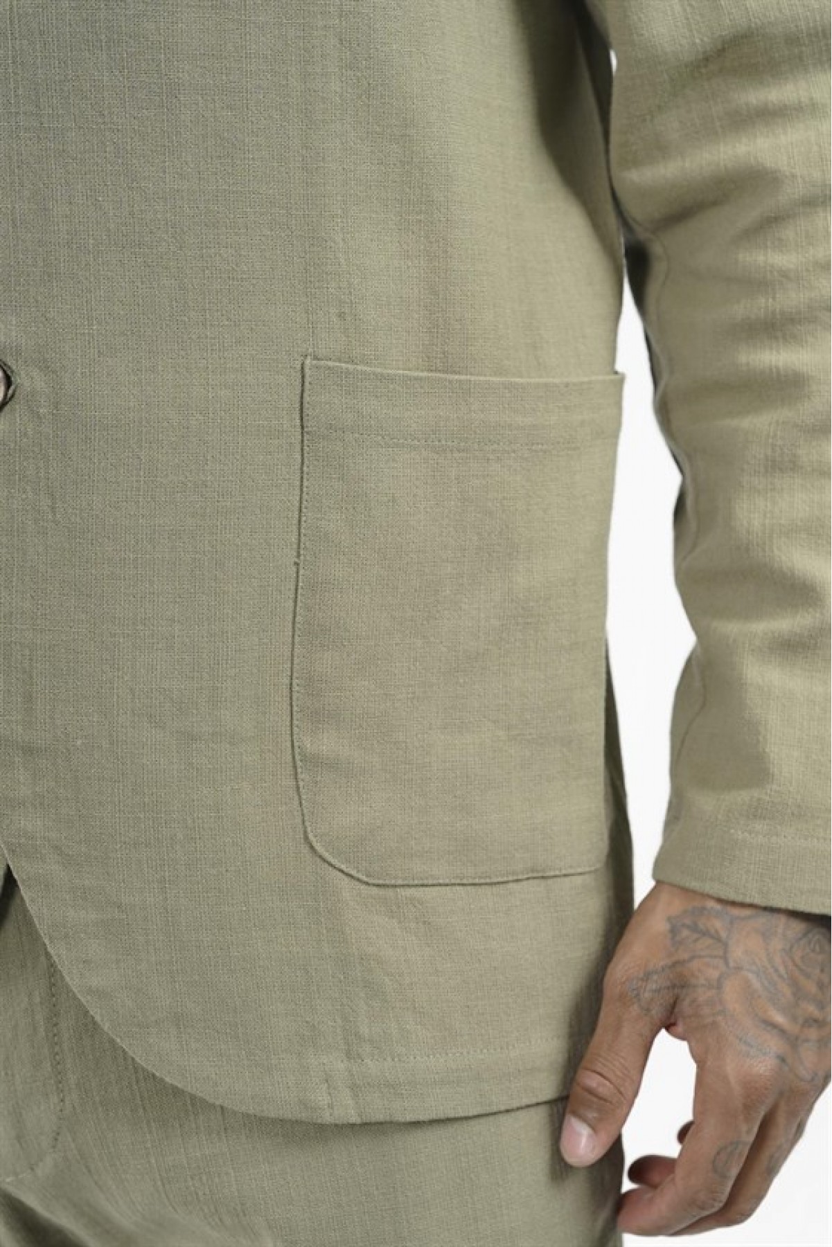 Slim Fit Kalıp Erkek Pamuklu Keten Alt Üst Takım S
