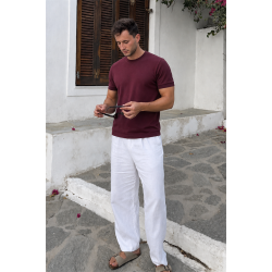 Slim Fit Kalıp Kolu Ribanalı Basic %100 Pamuklu Tişört S
