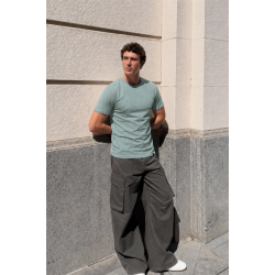 Slim Fit Kalıp Kolu Ribanalı Basic %100 Pamuklu Tişört S