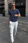 Slim Fit Kalıp Kolu Ribanalı Basic %100 Pamuklu Tişört S