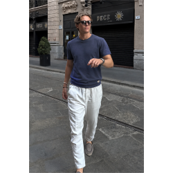 Slim Fit Kalıp Kolu Ribanalı Basic %100 Pamuklu Tişört S