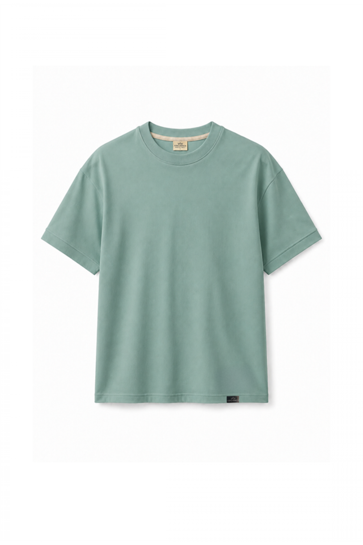 Slim Fit Kalıp Kolu Ribanalı Basic %100 Pamuklu Tişört S