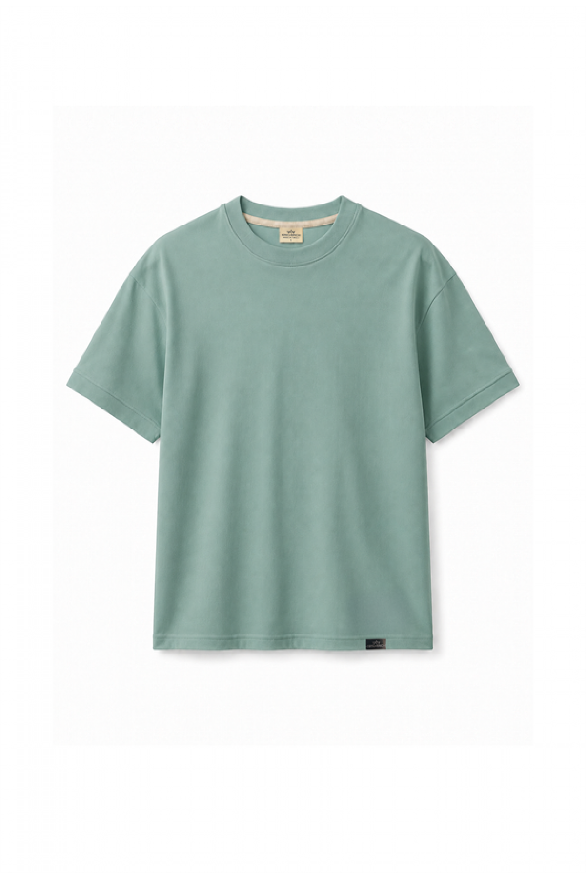 Slim Fit Kalıp Kolu Ribanalı Basic %100 Pamuklu Tişört S