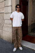 Slim Fit Kalıp Kolu Ribanalı Basic %100 Pamuklu Tişört S