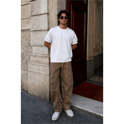 Slim Fit Kalıp Kolu Ribanalı Basic %100 Pamuklu Tişört S