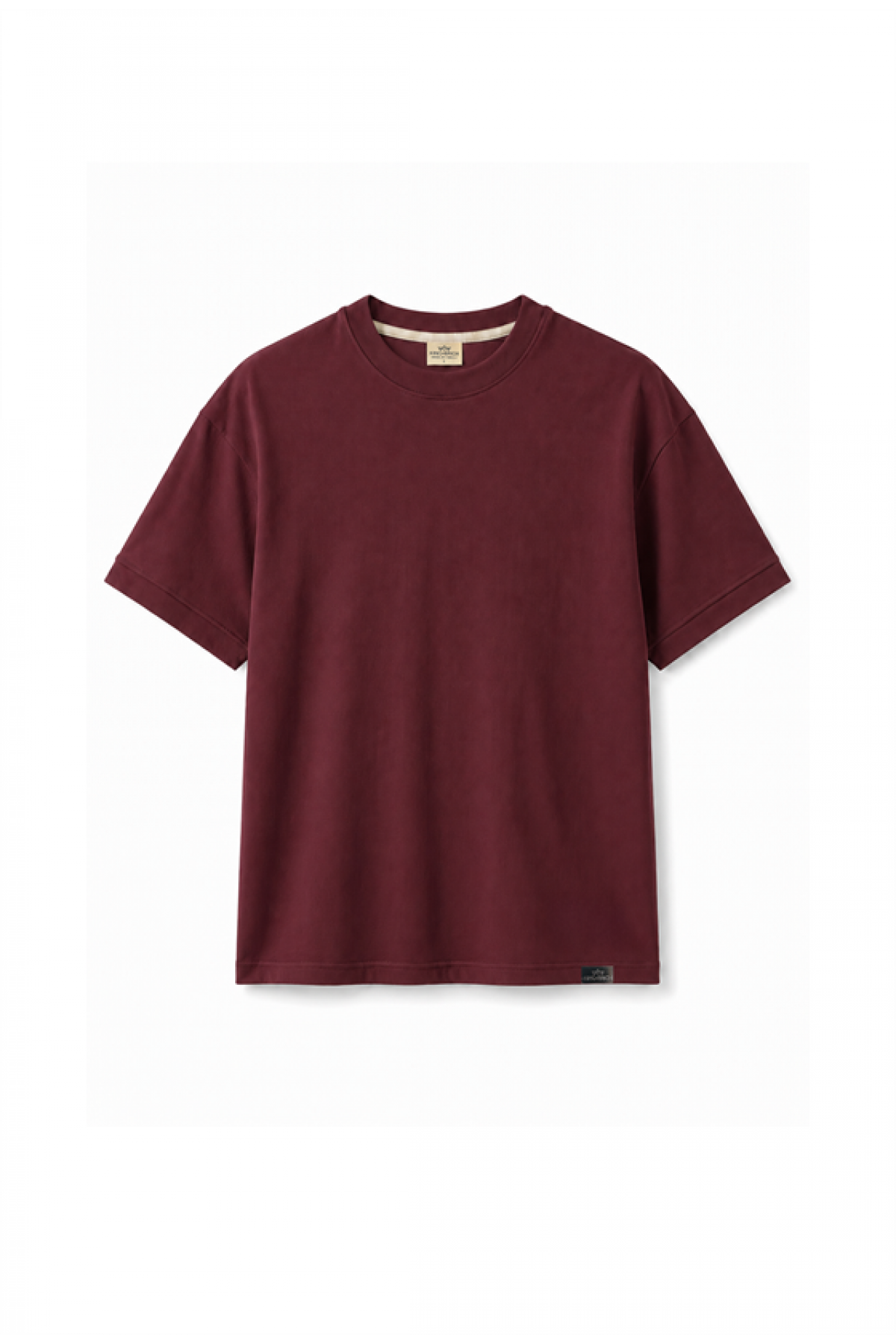 Slim Fit Kalıp Kolu Ribanalı Basic %100 Pamuklu Tişört S