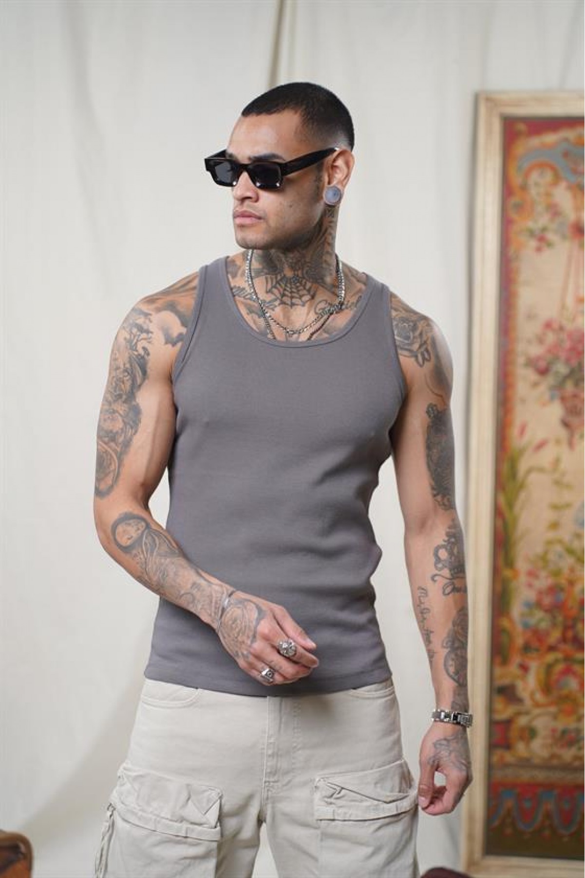 Slim Fit Kaşkorseli Esnek Düz  Erkek Sporcu Atlet XS